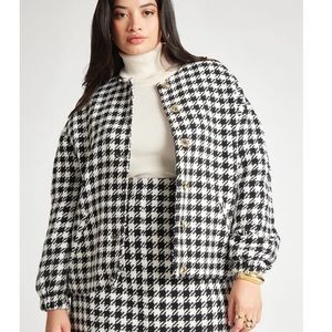 Houndstooth Bomber Jacket